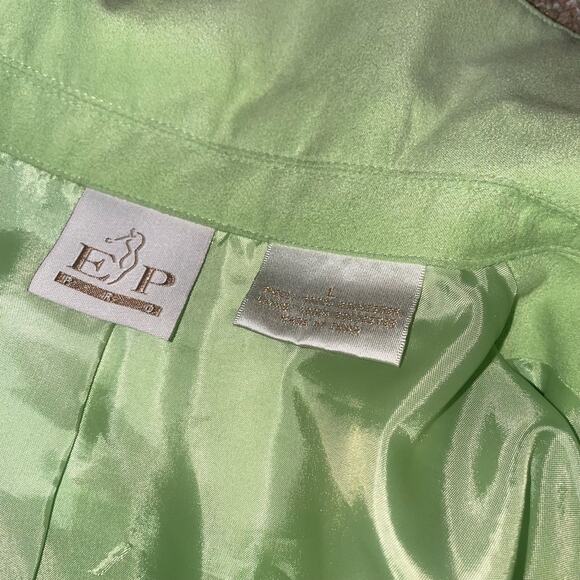 Ep Pro Women’s Golf Jacket lime green faux suede full zip collared SZ L - Picture 11 of 11